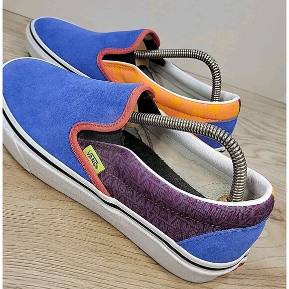 VANS Mix & Match Classic Slip-On Blue Suede Grape VANS Orange Check M 8/W 9.5 - Picture 7 of 14